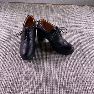Women Retro British Mid Block Heel Non-slip Lace Up Pump Shoes Goth Size 5.5-6